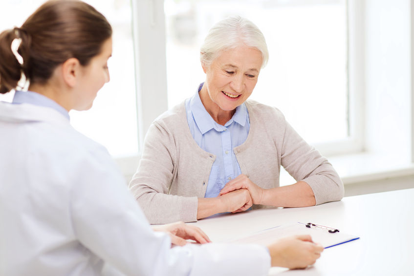 elderly woman at her medicare annual wellness visit