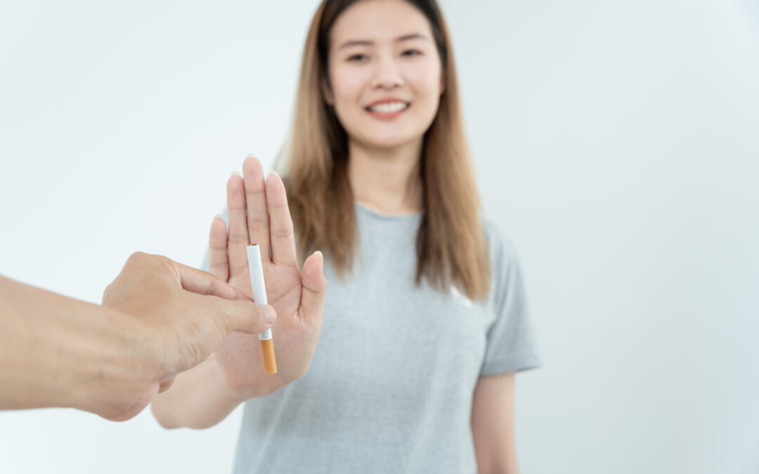 No smoking. Woman stop smoke, refuse, reject, break take cigarette, say no. quit smoking for health. world tobacco day. drugs, Lung Cancer, emphysema , Pulmonary disease, narcotic, nicotine effect